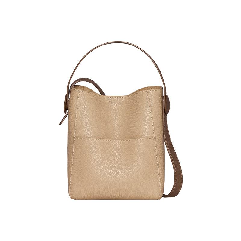 Mrs. Qiao 2025 New High-End Leather Handbag Bucket Bag Women's Crossbody Bag Genuine Leather Women's Shoulder Bag
