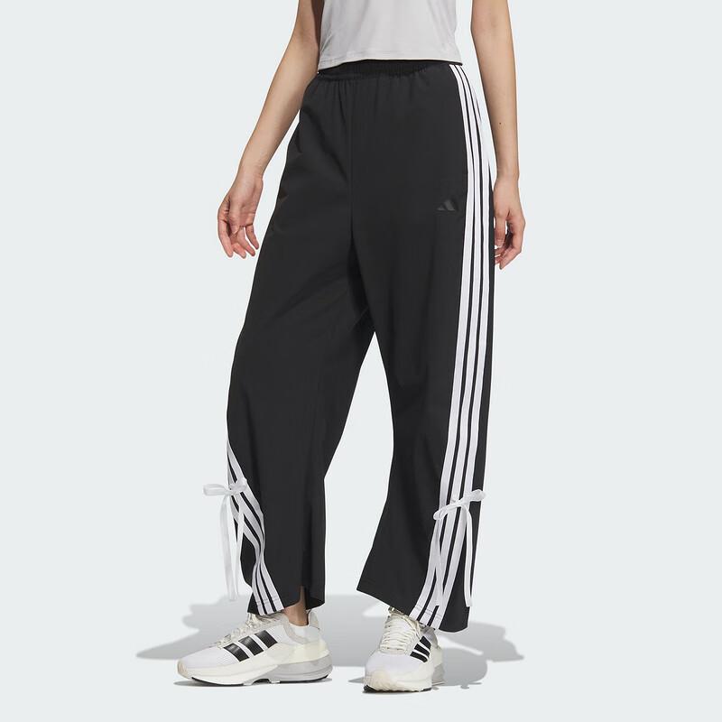adidas SS25 Полосатые модные удобные универсальные повседневные брюки женские низы черного цвета JY7666
