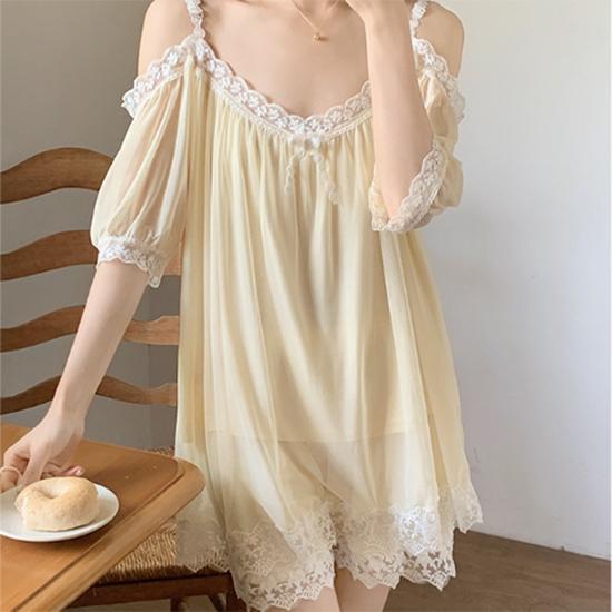 Кружевные пижамы в стиле Pure Desire для женщин, летние простые сетчатые пижамы на бретельках, домашняя меховая пижама в стиле ретро в стиле принцессы