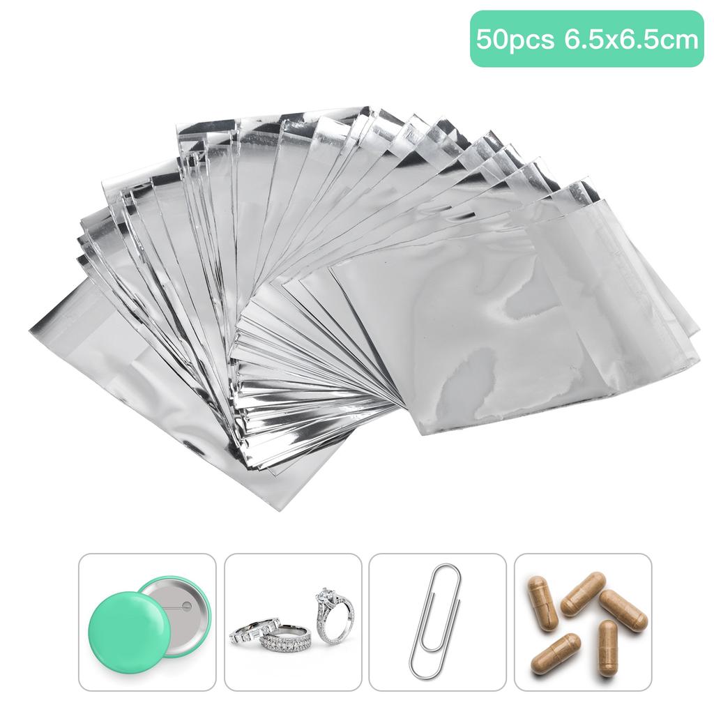50Pcs Reslable Bags Waterproof Dustproof Effort Saving Reusable   Aluminum Foil Widely Used Smell Proof Bags
