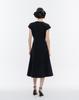 Ish Round Neck Classic Princess Line Cap Sleeve Dress (Black)