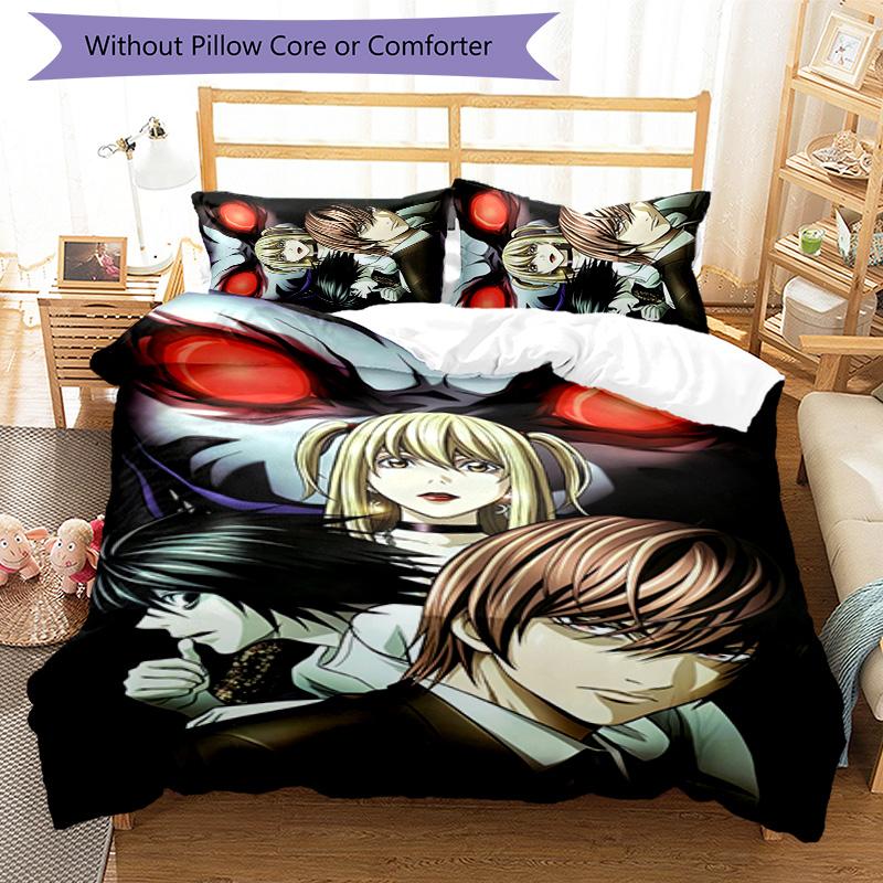 Death Note 3pcs Bedding Set Duvet Cover Closure Includes 1 Duvet Cover & 2 Pillowcases for All Seasons Bedroom Home Dorm Decor
