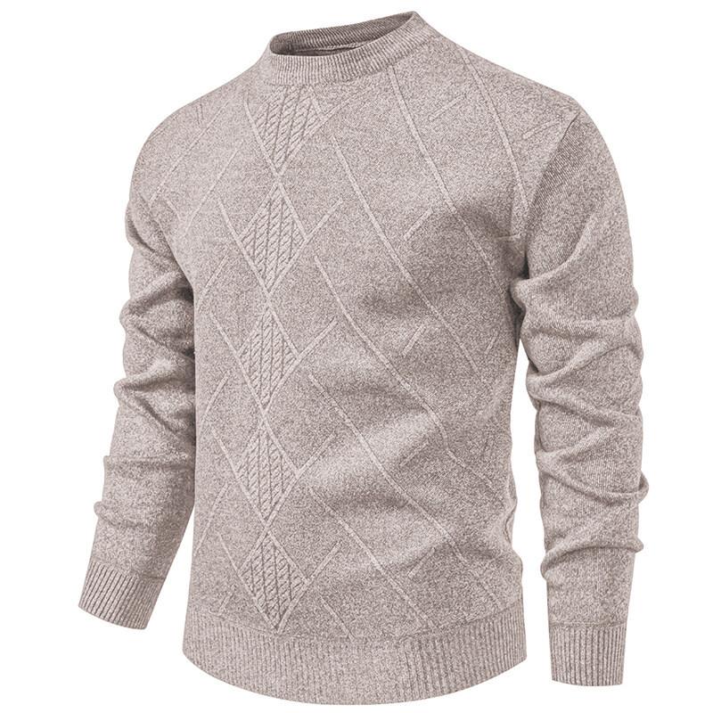 Men S Round Neck Thick Fleece Lined Straight Fit Knit Sweater For Winter Autumn