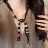 Multicolor Cloth Chain Necklace Strip Bohemian Choker Unique Wood Bead Necklace  Male