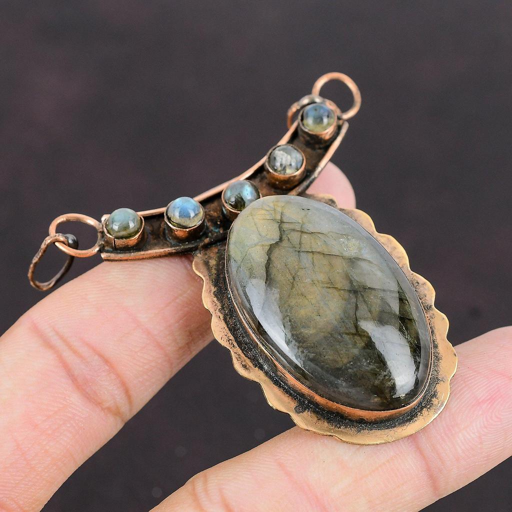 Подвеска из лабрадорита Медные украшения Кулон ручной работы Медный кулон Уникальный кулон для подарка Ювелирные изделия из лабрадорита Подвеска из драгоценного камня высшего качества
