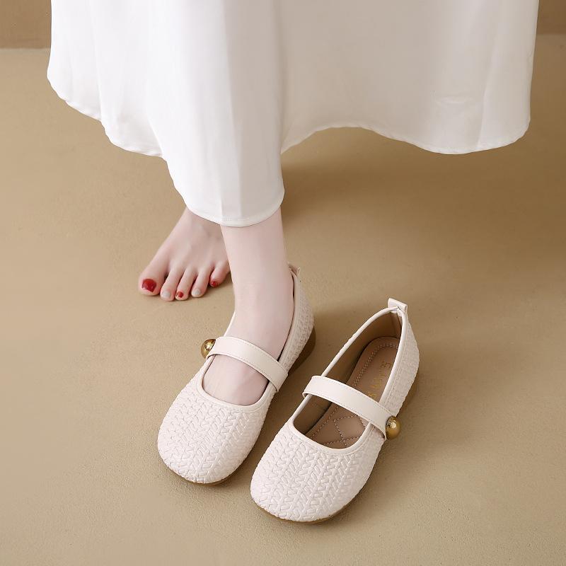 Модные туфли Мэри Джейн женские 2025 весна и осень новые универсальные на плоской подошве с мелким вырезом одинарные туфли туфли Дуду