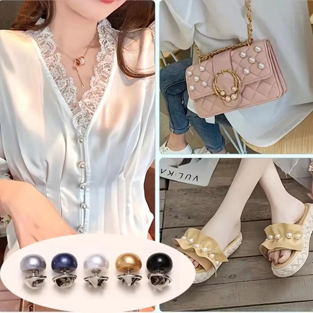 10pcs Needle Buckle DIY Decorative Safety Button Covers Imitation Pearl Button Brooch Pins For Hats
