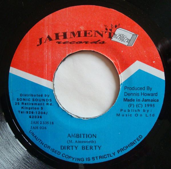 7-дюймовая пластинка DIRTY BERTY Ambition JAH026 Jahmento Record 1995 Ямайка Reggae Ska Dub Б/у