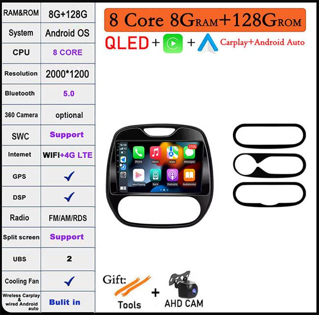 Car Radio Wireless Carplay for Renault Kaptur Captur Clio samsung QM3 2013 2014 2015 2016 MultimediaPlayer Android Auto 4G