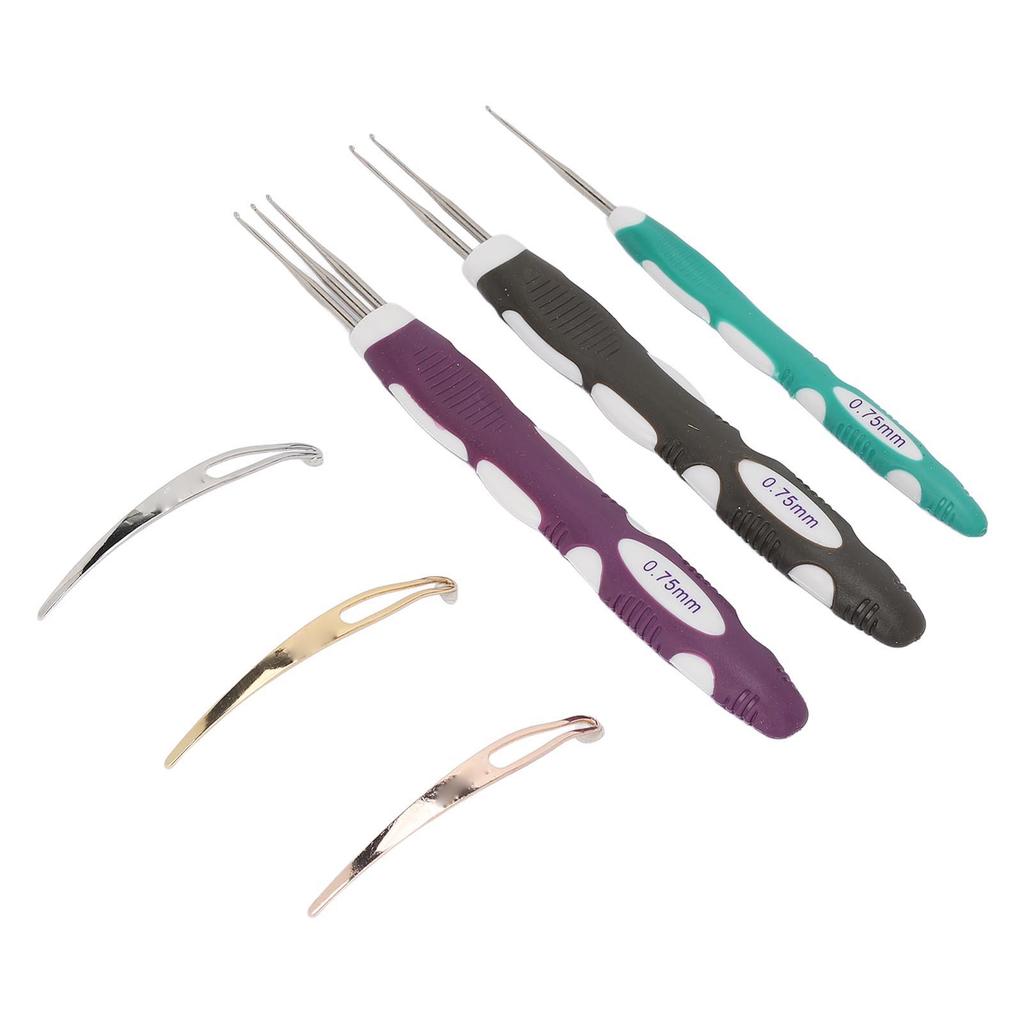 6pcs 0.75mm Dreadlocks Crochet Hook Tool for Hair Weaving 1 2 3 Hooks Dreadlock Interlocking Tool