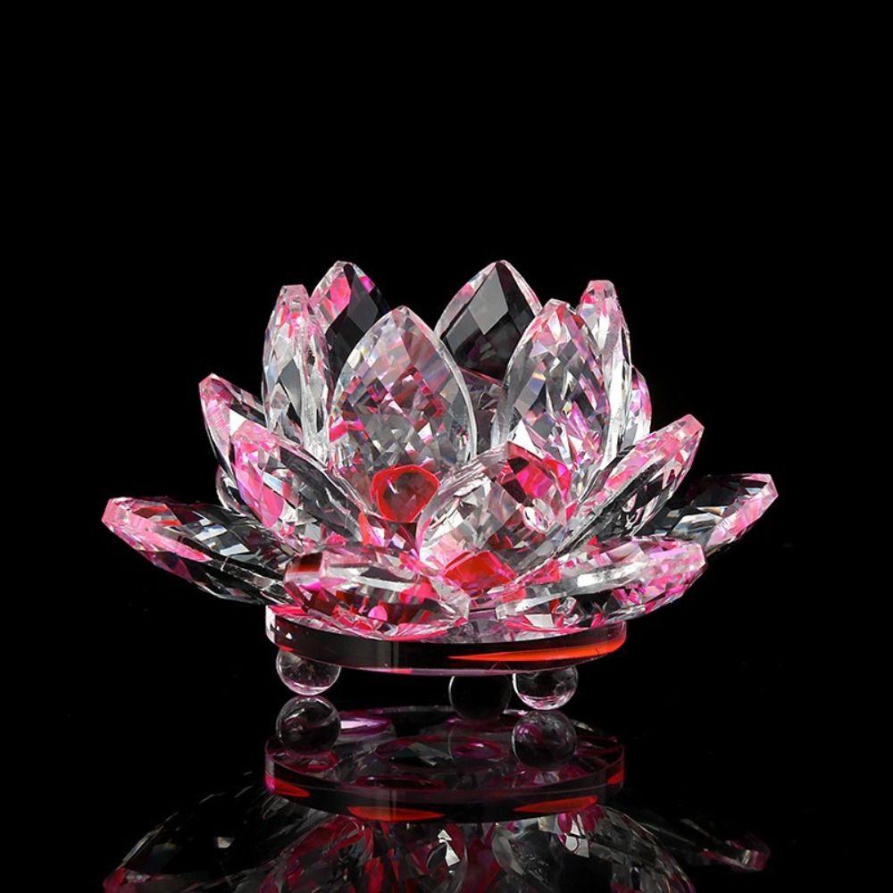 60-140mm Crystal Lotus Flower Figurine Multi-Color Lotus Flower Craft  Home&Office