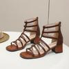Women Summer New Square Very Open Toe Sandals Fashion Sexy Hollowed Out Narrow Strap Solid Color Sexy Party Dress Sandals 35-40