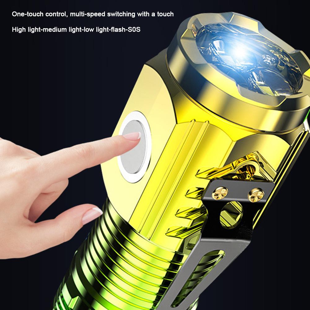Magnetic Super Bright Tactical Flashlight with Clip USB Rechargeable Tactical Torch Waterproof for EDC Camping Hiking Emergency