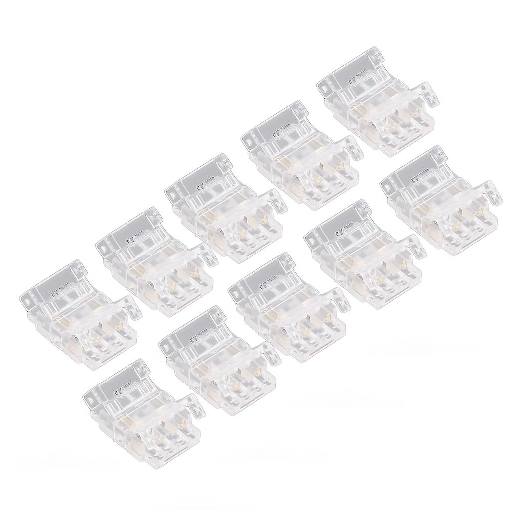 10Pcs COB LED Strip To Wire Connector 10mm 3Pin Transparent Solderless LED Light Strip Connectors for Home School Office