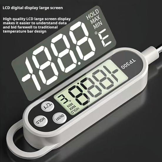 2Pcs Food Thermometer Waterproof Digital Thermometer with Long Stainless Steel Probe Backlit LCD Display Kitchen Tool for Cooking Grilling Baking