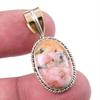 Натуральный родонит, драгоценный камень, 925 стерлинговое серебро, двухцветный кулон 1,25" d2q35