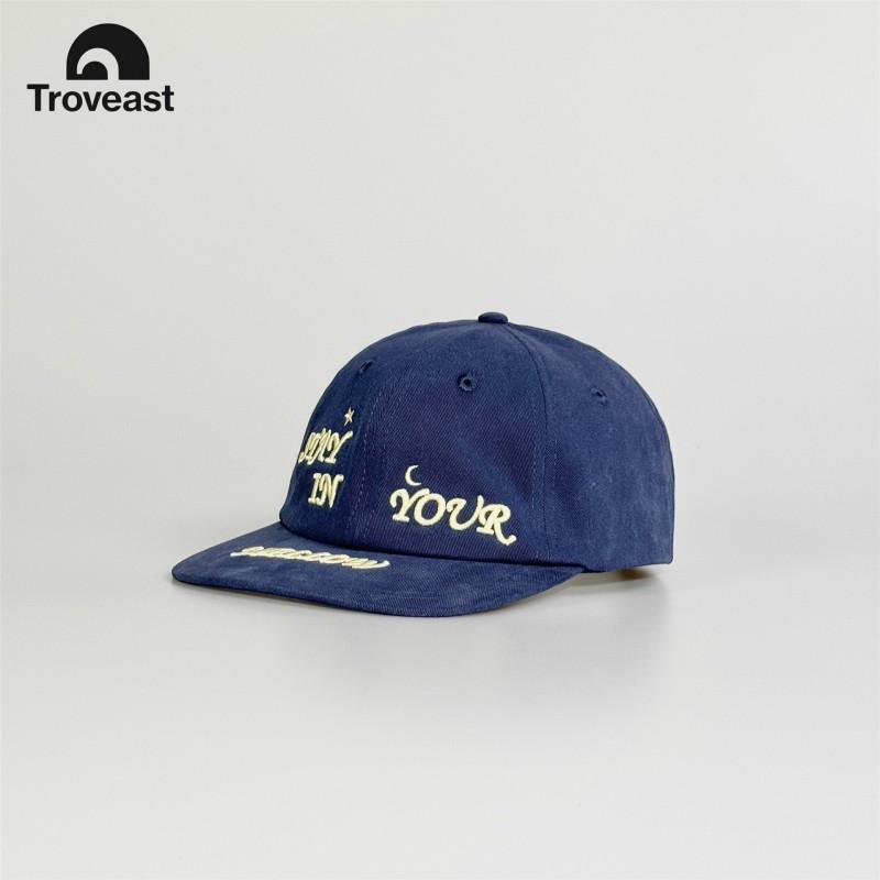 Unisex Embroidered Letter Baseball Cap Cotton Washed Retro Flat Brim Hat Winter Streetwear