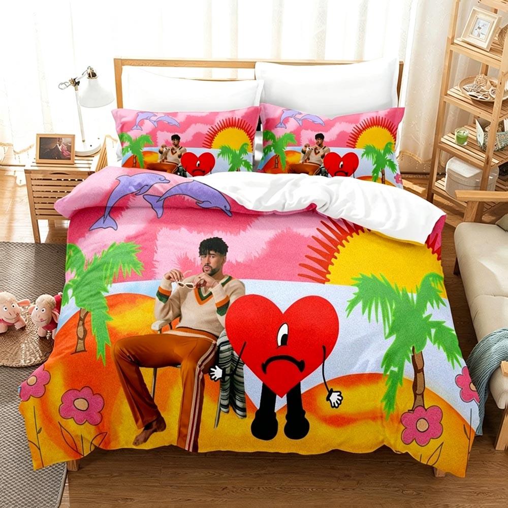 Bad Bunny Rock Band Bedding Set Boys Girls Twin Queen Size Duvet Cover Pillowcase Bed Kids Adult Fashion Home Textileextile