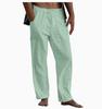 Men's Cotton Len Pants Joggers Sweatpants Streetwear Breathable Solid Color Len Trousers Vacation Summer Loose Pants