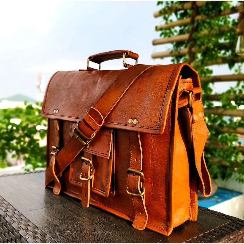 Персонализированная сумка-мессенджер из натуральной кожи, сумка для ноутбука, сумка через плечо, подарок для мужчин, офисная сумка, рабочий портфель, большая сумка, деревенская сумка