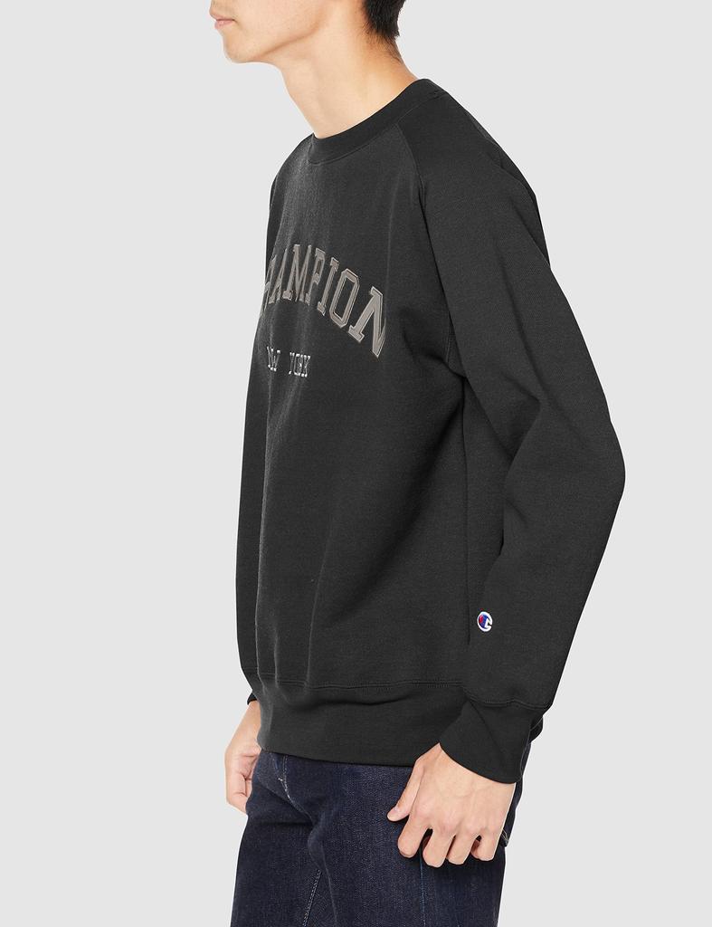 Champion Techweave Terry Crew Neck Size Long Odor UV Graphic Logo Print Sweatshirt, Men's, Black, M, C3-WG002, Sleeve, Antibacterial, Resistant,