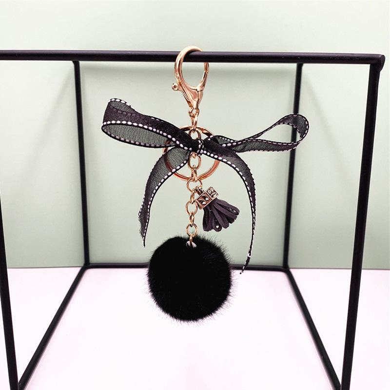 1 шт. брелок с бантом и мультяшным узлом, милый плюшевый роскошный брелок, пушистый шарик, сумка, декор