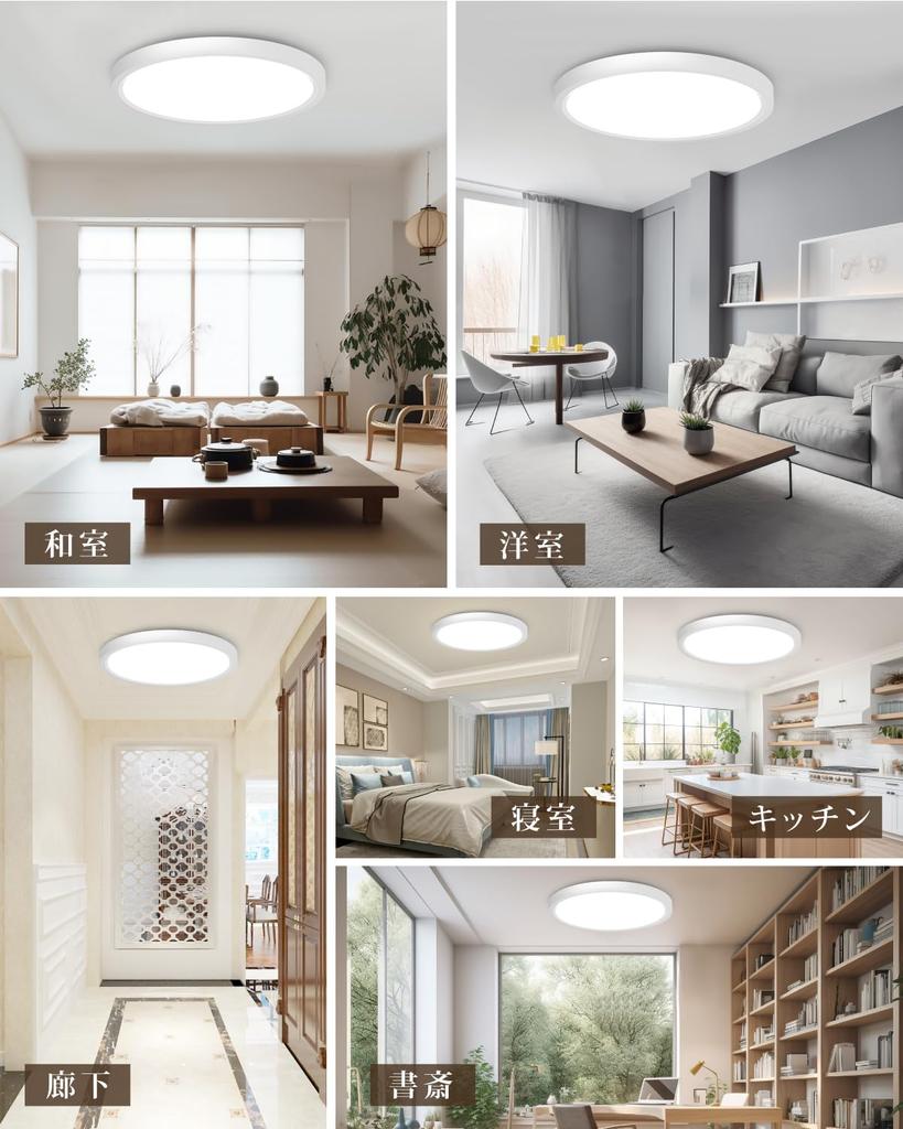 Rokukoshi LED Ceiling Light, 30W, 4000lm, Dimmable, Color Adjustable, Remote Control, Night Light Mode, Timer, Slim, Energy-Saving, Easy