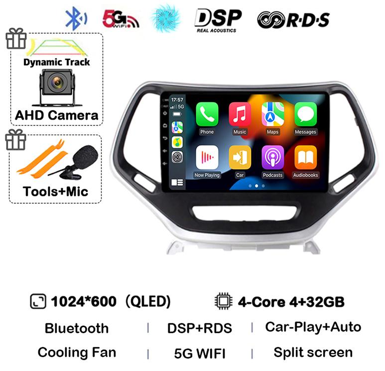 Android 14 Carplay Auto WIFI+4G для Jeep Cherokee 5 KL 2014 2015 2016 2017 2018 GPS автомобильный радиоприемник мультимедиа видеоплеер стерео