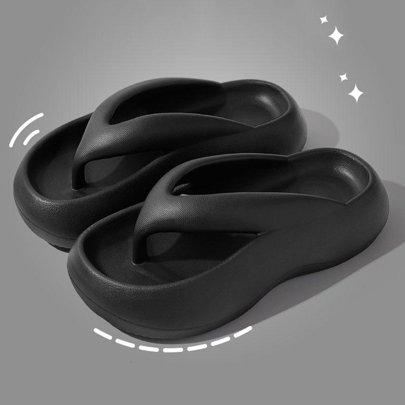 Летние мягкие шлепанцы женские с клипсой на мыске, толстые тапочки-облака, женские однотонные сандалии на толстой платформе