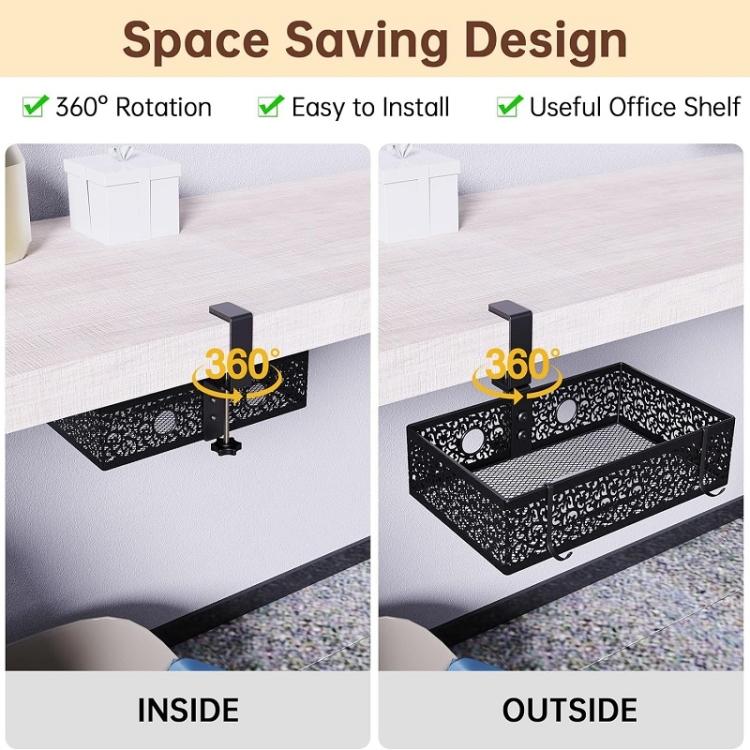 Органайзер для хранения под столом, металлический зажим под корзиной для ящика рабочего стола (Фиксированный стиль)