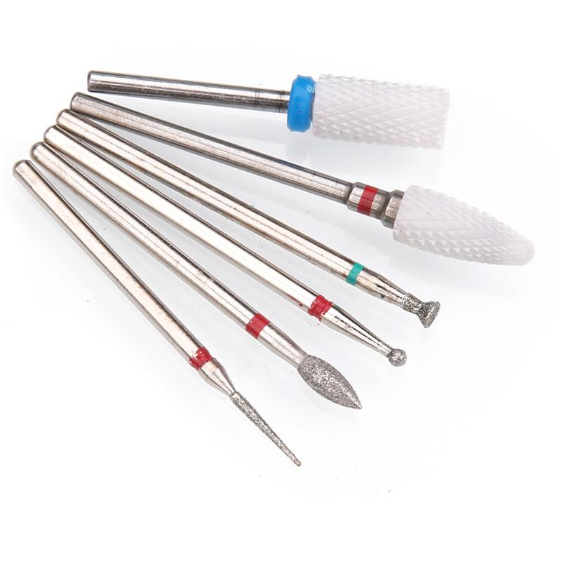 6 шт. алмазные фрезы для ногтей, набор сверл для маникюра, аксессуары для педикюра, электрическая машина, кисточка для ногтей, инструменты для заусенцев
