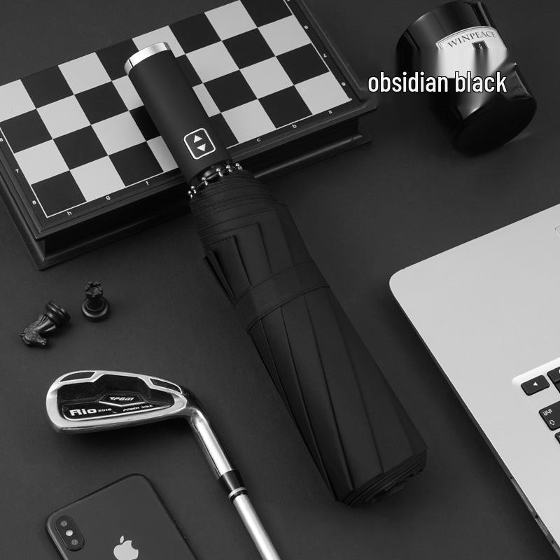 Ветрозащитный автоматический складной зонт с 10 спицами и черным клеем - Защита от солнца и затенение