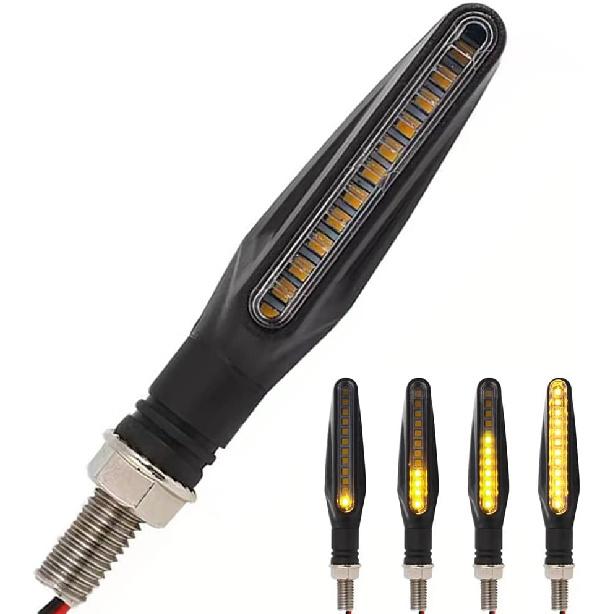 4 Pcs Motorcycle LED Turn Signals, Front + Rear Blinkers Indicator Turn Signal Amber Flowing Sequential Universal Lamp, 12V Motorcycle Turn Signal