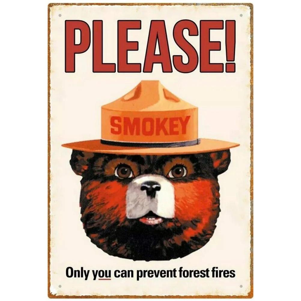 Warning Metal Tin Signs Plaque Prevent WildFires Wall Decoration Vintage Iron Painting Art Posters for Forest Home Cafe Club Bar