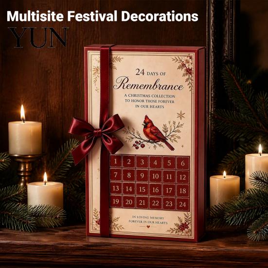Christmas Advent Calendar Red Bird 24-Day Countdown Calendar, 2D Acrylic Ornaments Commemorative Keepsake Gift Holiday Tree Decoration, for