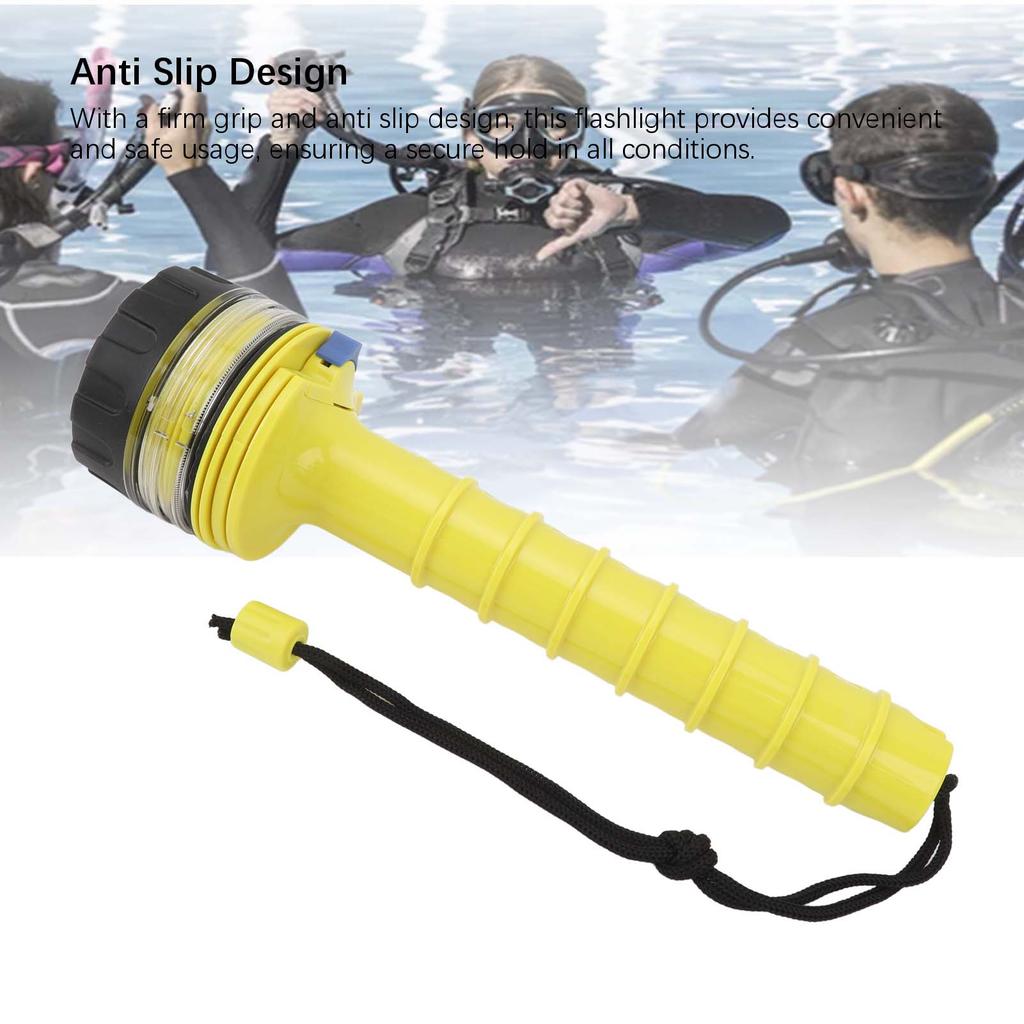 Фонарик для дайвинга, противоскользящий, водонепроницаемый, светодиодный, подводный, для подводного кемпинга, желтый
