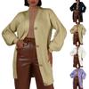 Women's Solid Color Casual Knit Cardigan With Pocket Mid-length Loose V-neck Metal Button Sweater Sweater Jacket