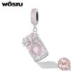 925 Sterling Silver Tarot Cards Lovers Charm Pendant for Women Pink Enamel Heart Lovebirds Charm Fit Original DIY Bracelet Jewelry