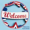 4th Of Welcome Door Sign, Patriotic Red Blue Wooden Hanging Decor