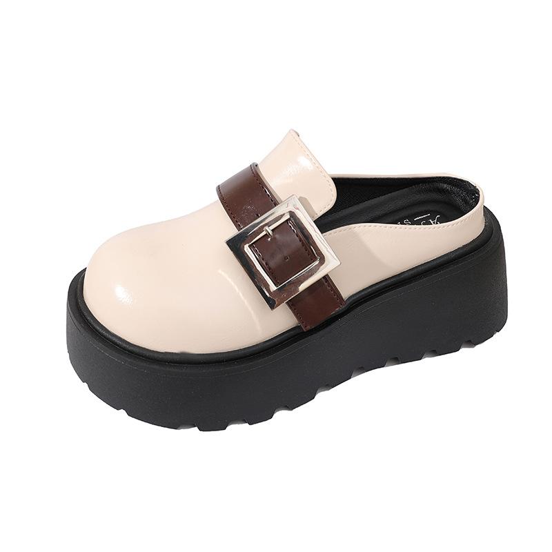 Маффины на толстой подошве, с закрытым носком, полушлепанцы, женская летняя обувь 2025, новые, удобные, с большим носком, повседневные, крутые шлепанцы