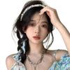 Summer Floral Braided Headband Womens Tied Hair Scarf Floating Headband Headband One System Pearl Tie