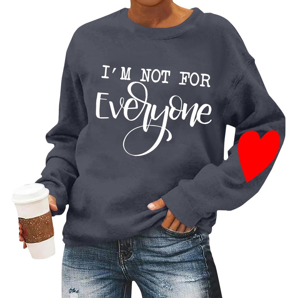 Женская повседневная мода ко Дню святого Валентина с принтом, длинным рукавом, круглым вырезом, толстовки, пуловеры, топы