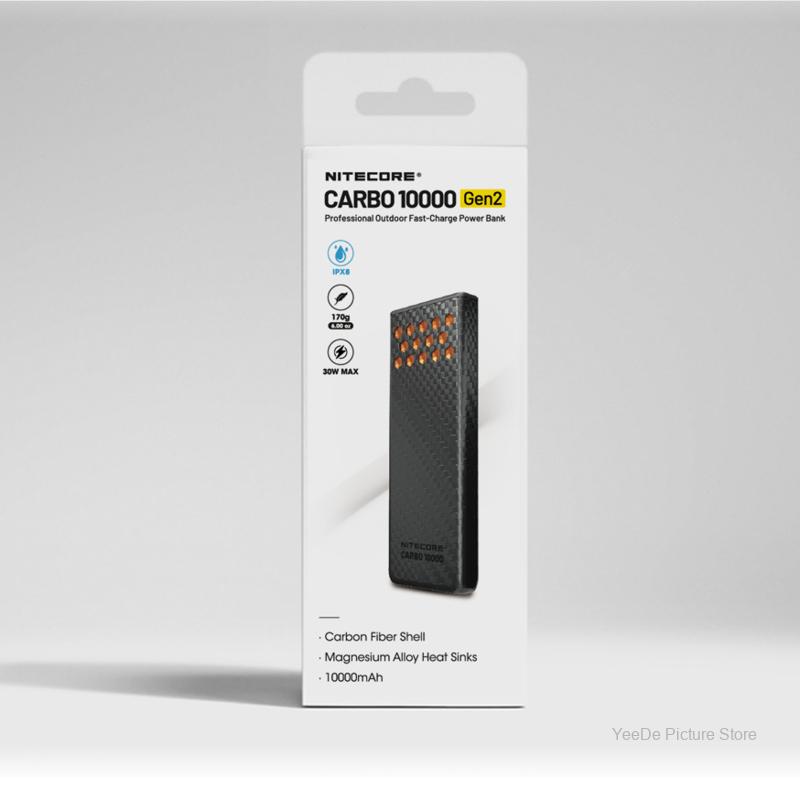 NITECORE CARBO 10000 Gen2 10000mAh Carbon Fiber Mobile Power Bank Professional Outdoor Fast Charging Dual USB-C Ports