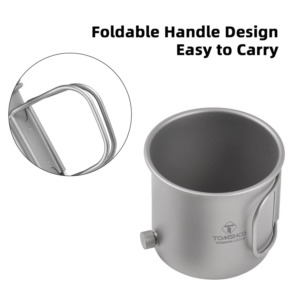 Portable Camping Coffee Pot 400ml with Detachable Spout Ti Metal Coffee Kettle Foldable Handle for