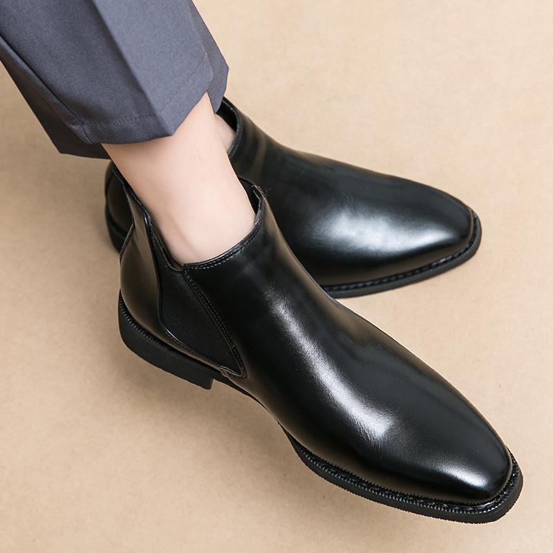 Classic Retro Leather Mens Chelsea Boots Brand Designer Italy Dress Boots Men Casual Handmade Business Ankle Boots Big Size 48