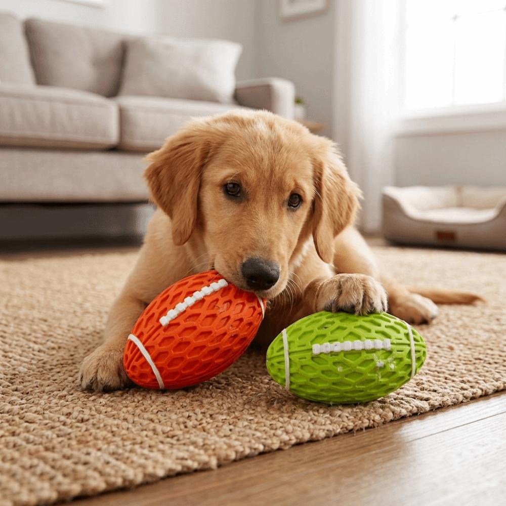 Rubber Squeaky Rugby Ball Oval Rugby Shape Pet Training Toy Dog Chew Toy Dog Training Game