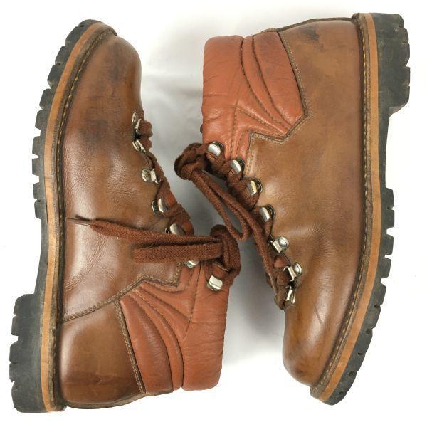 Винтажные кожаные ботинки для хайкинга/треккинга 80-х-90-х годов, подошва Vibram, размер 25.0-25.5-26.0, коричневый(ИСПОЛЬЗОВАЛ)