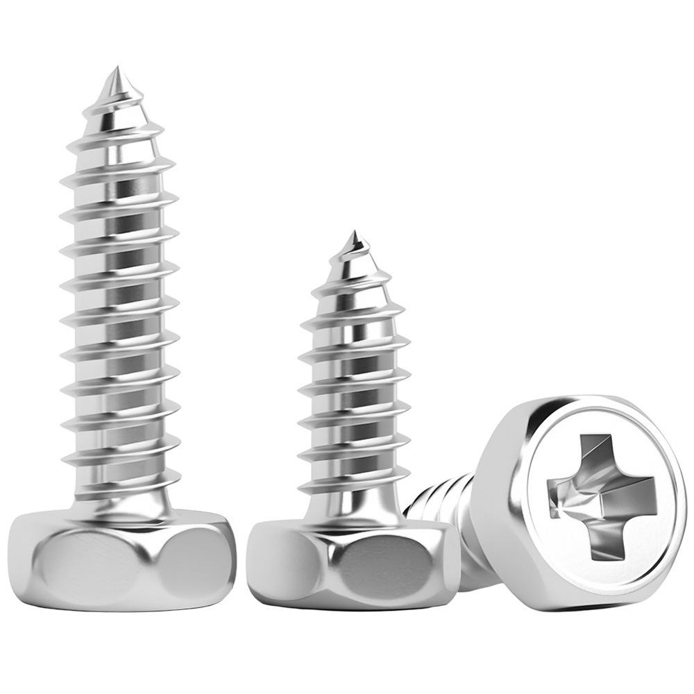 Yigu 304 Stainless Steel Phillips Recessed Hex and Slotted Self-Tapping Screws for Wood, M3-M8