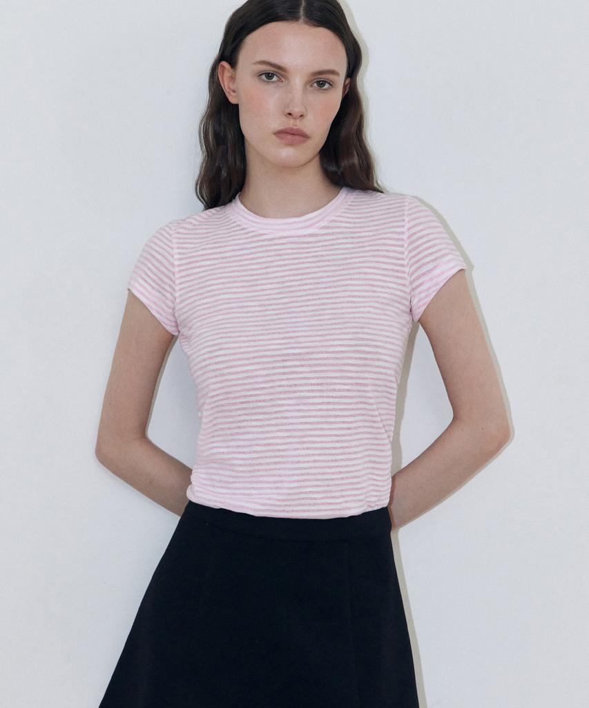 LADY VOLUME Soft Stripe T-Shirt (Pink)
