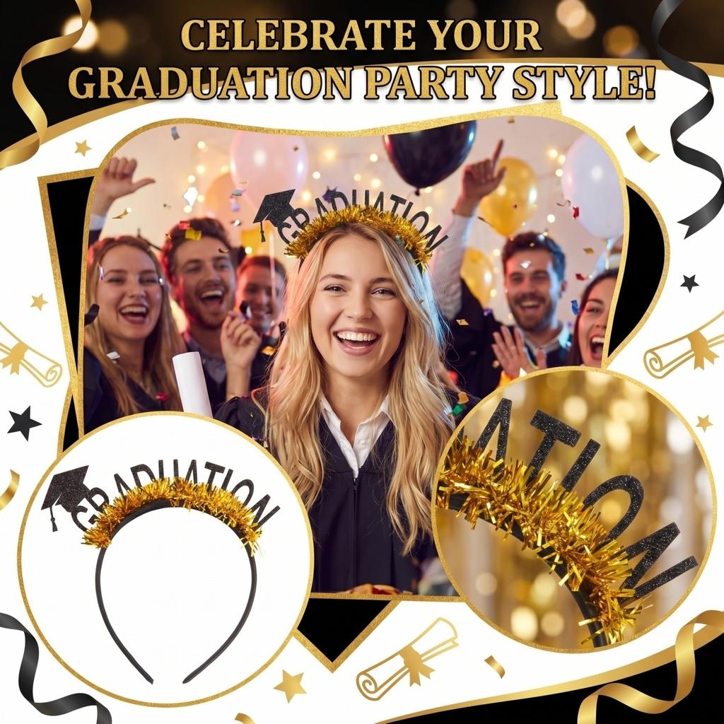 Graduation Decoration Bachelor's Hat Hair Hoop Graduation Party Funny Photography Props Decoration